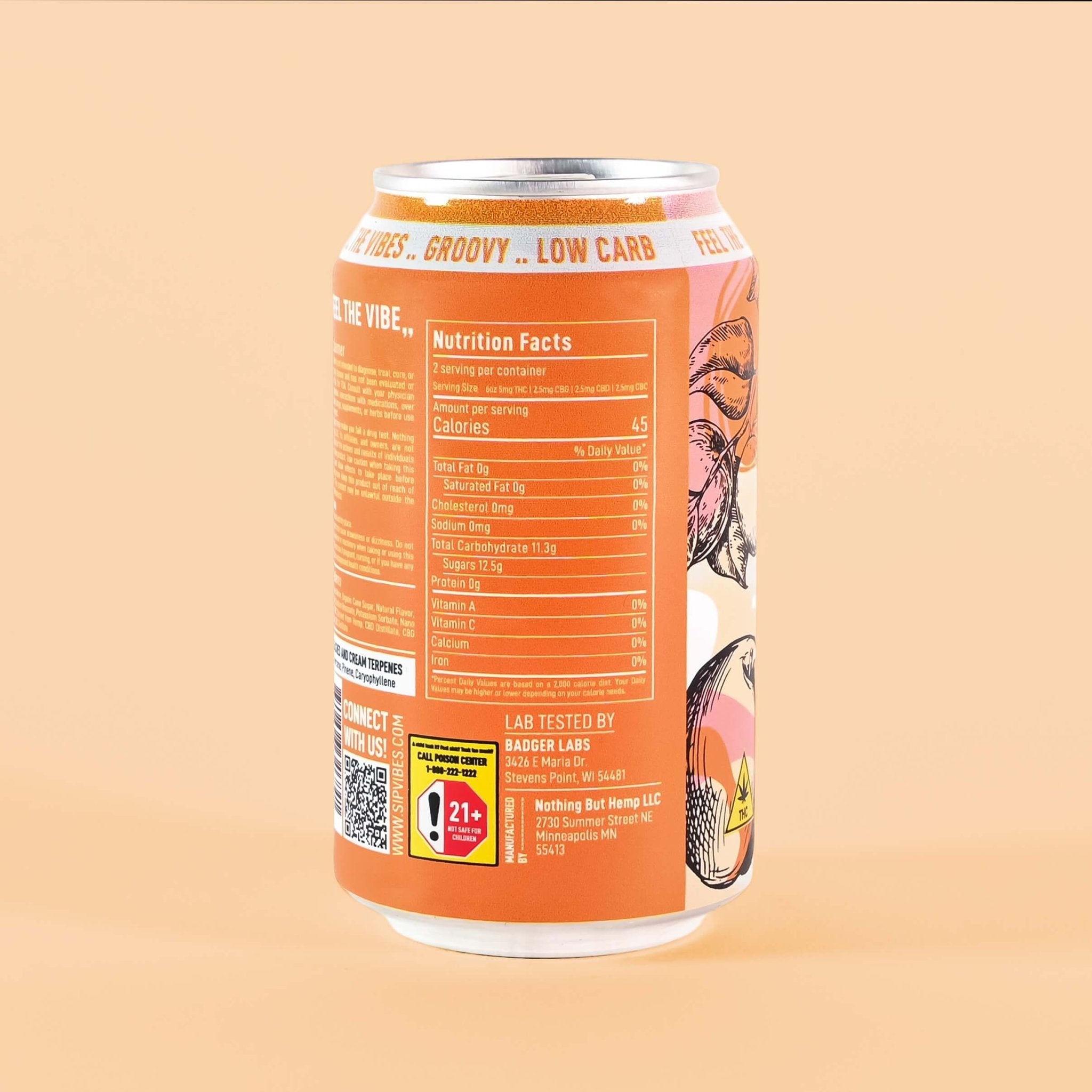 Vibes™ Groovy Peach | Full Spectrum THC Cooler| 4 Pack | Nothing