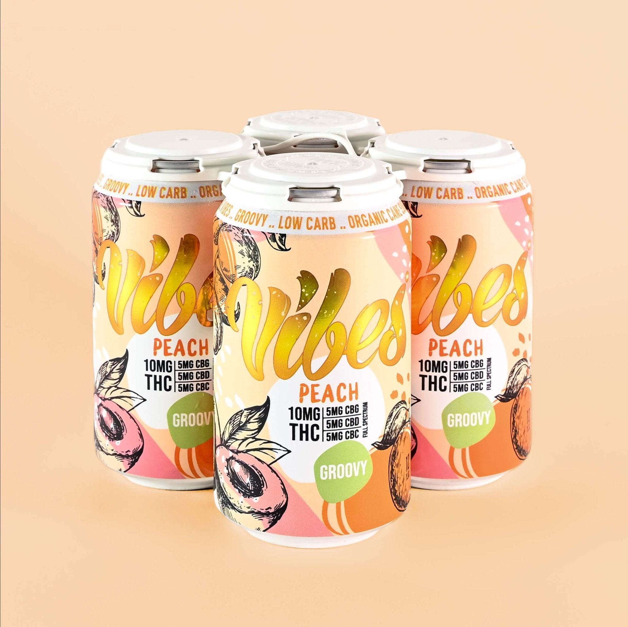 Vibes™ Groovy Peach | Full Spectrum THC Cooler| 4 Pack