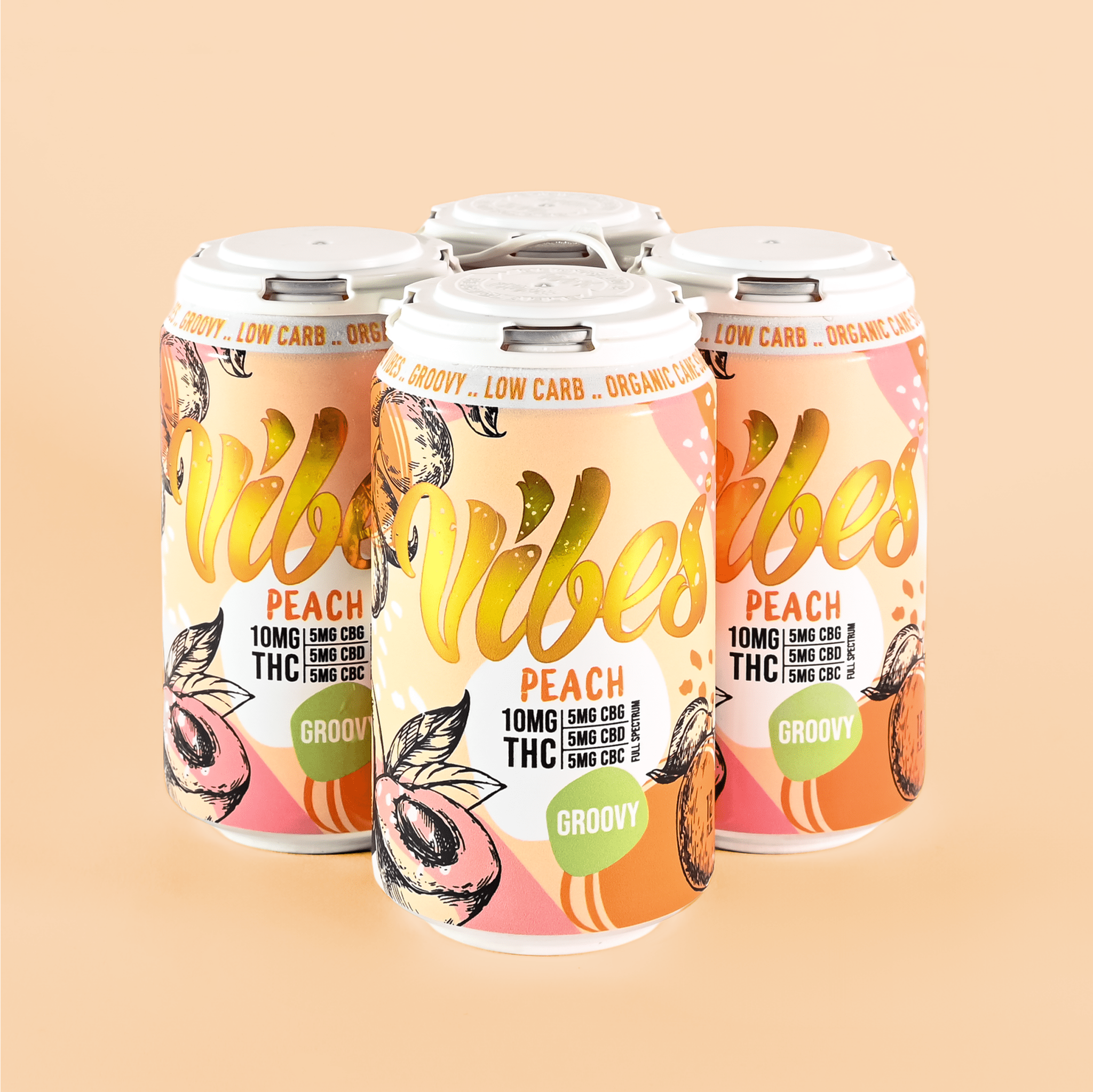 Vibes™ Groovy Peach | Full Spectrum THC Cooler| 4 Pack